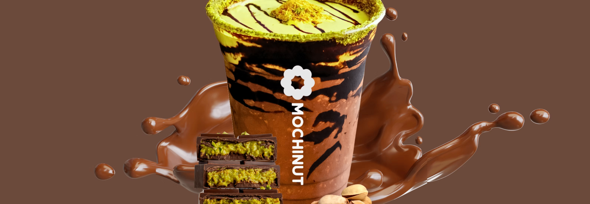 Matcha chocolate specialty drink splash