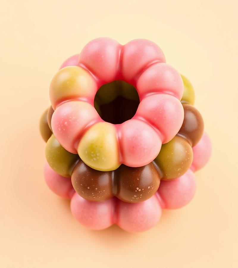 Stack of colorful mochi donuts